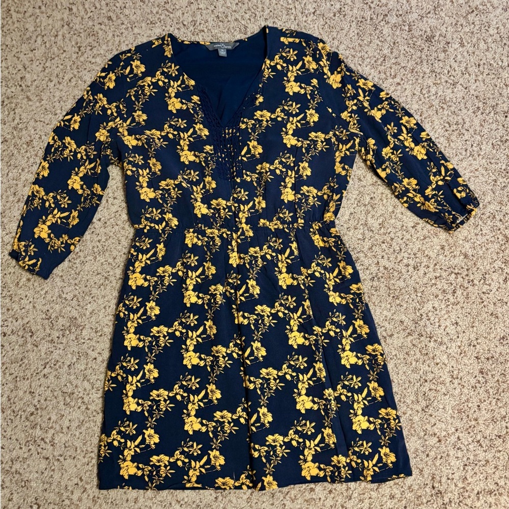 Market & Spruce Navy and Yellow Floral Dress